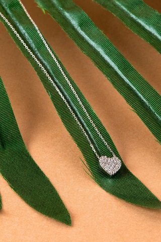 14 Ayar Altın Kolye Taşlı Kalp Altın Kolye 45 Cm Uzunlukta