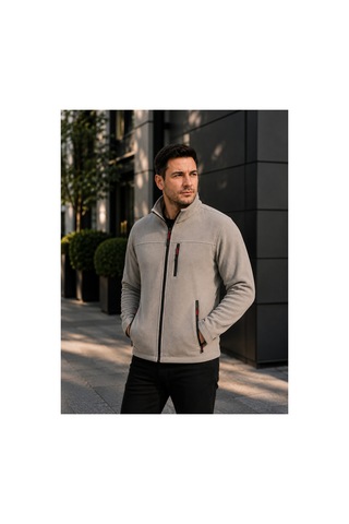 Luxıc Core Erkek Gri Fermuarlı Polar Ceket Dik Yaka Günlük Ve Outdoor Kullanım