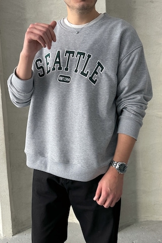 Erkek Seattle Baskılı Oversize Sweatshirt Grimelanj