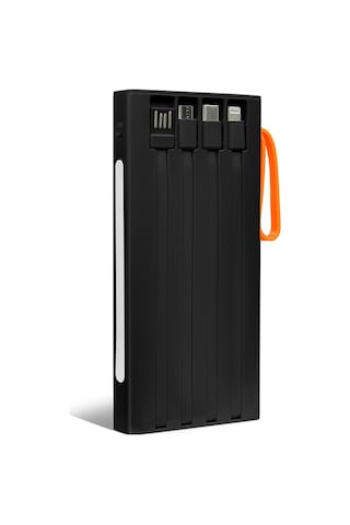 Powerway 10.000 Mah Pd 22.5w Dahili Kablolu Hızlı Şarj Gerçek 10.000 Mah Qc10 Siyah Powerbank