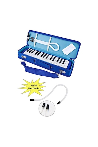 Mavi Melodika 32 Tuş Bez Çantalı Yedek Hortumlu 1 Adet Ticon 32 Tuşlu Melodika Çantalı