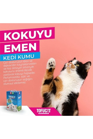 Tofucat Tuvalete Atılabilen Koku Hapsedeci Topaklaşan Doğal Tofu Kedi Kumu 4 x 8 L