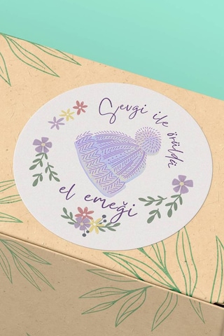Sevgi İle Örüldü El Emeği Sticker 3x3cm St2323 Çok Renkli