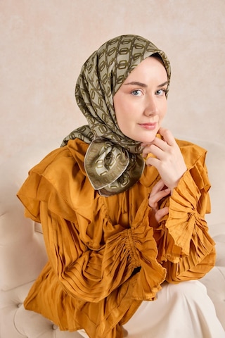 Silk Home Twill İpek Eşarp Zincir Küf Yeşili Çok Renkli