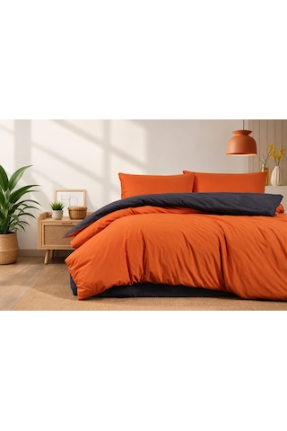 Lux Comfort Düz Renk Çift Kişilik Nevresim Takımı Çift Renkli Yumuşak Dokulu 200x220 Cm 4 Parça Açık Gri - Koyu Gri