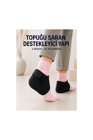 Topuk Destek Çorabı S Beden 36-40 Ayarlanabilir Cırtlı Günlük Kullanım -