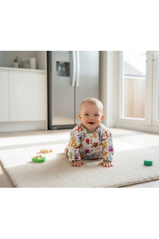 Yorni 2-5yaş, Zoo, Sıvı Geçirmez,cepli,uzun Kollu Bebek Mama Önlüğü Çok Renkli