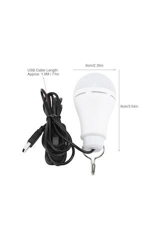 Jeemson Usb Çalışır 340 Lumen Led Işık, 120 Derece Aydınlatma, Gömlekli Taşınabilir Kamp Acil Durum Lambası Beyaz