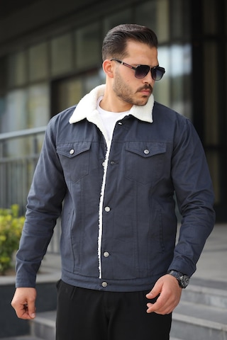 Erkek İçi Kürklü Kot Mont Antrasit