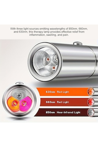 Moveevo Elde Taşınabilir Led Işık Terapi Cihazı Kırmızı Işık 630nm 660nm 850nm Yakın Kızılötesi Işık Terapi Cihazı Gümüş