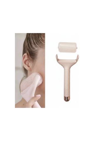 Buz Silindiri Ice Roller Şişkinlik Giderici Ve Gözenek Sıkılaştırıcı Yüz Masaj Aleti Pembe Gold Seri