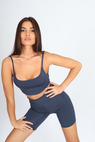 Soft&Basic Crop Fit Indıgo Askılı Spor Bra Mavi