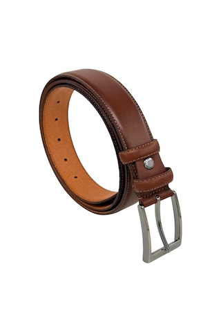 Süzer Deri 3.5 Cm. Klasik Hakiki Deri Dikişli Model Düz Renk Erkek Kemer Açık Kahverengi Açık Kahverengi