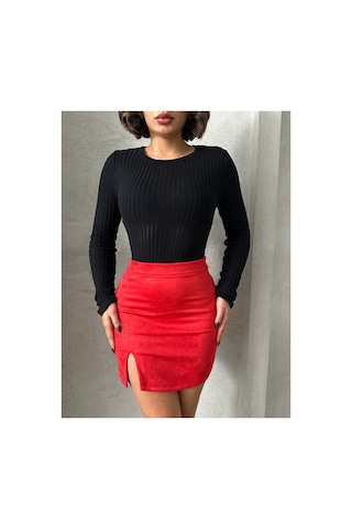 Verymoda Süet Mini Etek - F1573 Kırmızı
