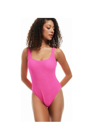 Koton Dokulu Mayo Slim Fit U Yaka Fuşya 4sak20114mm