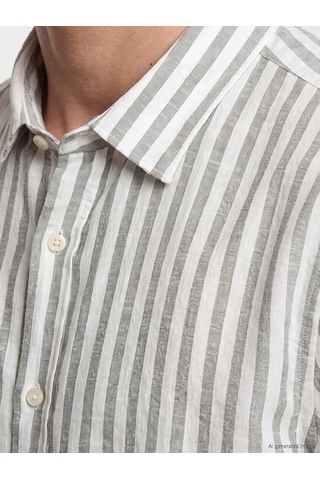 Lcw Vision Yeşil Regular Fit Çizgili Armürlü Erkek Gömlek