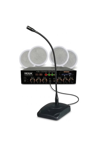 Cafe Ve Ofisler İçin Hazır Ses Paketi: 4'lü Tavan Hoparlör Mikrofon Ve Bluetooth Amfi Seti