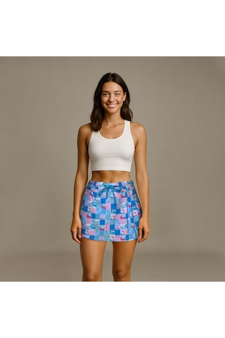 Anemoss Harmoni Kadın Şort Etek Lastikli Bel, Bağcıklı Ve Esnek Kumaşlı Yazlık Skort Çok Renkli
