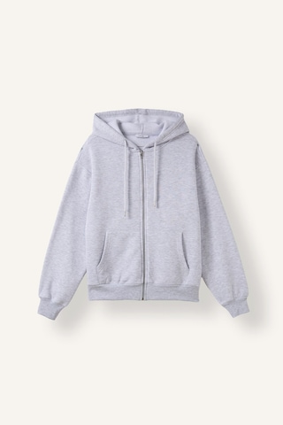 Defacto Relax Fıt Kapüşonlu Basıc Düz Kalın Sweatshirt Kumaşı Hırka C1809ax26wngr93 Gri-gr93