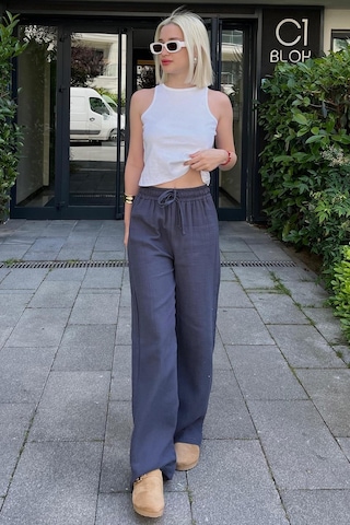 Madmext Füme Bol Paça Müslin Kadın Pantolon Mg1980-füme Füme