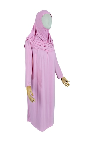 Pratik Tek Parça Organik Kız Çocuk Namaz Elbisesi Pembe