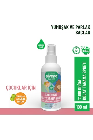 Siveno %100 Doğal Kolay Tarama Spreyi Çocuklar İçin Nemlendirici Hindistan Cevizi Yağlı 100 ml
