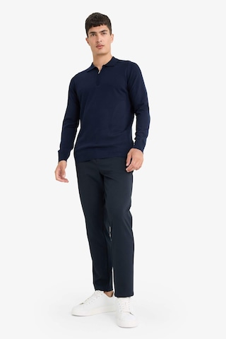 Defacto Standart Fit Polo Yaka Yarım Fermuarlı Premium Triko Kazak D0621AX24AU Lacivert