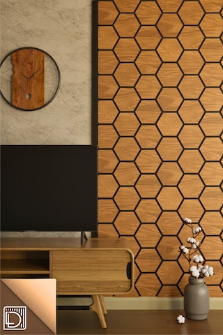 Ahşap Altıgen Petek Akustik Duvar Kaplama Paneli Mdf 68x56cm Safir Meşe