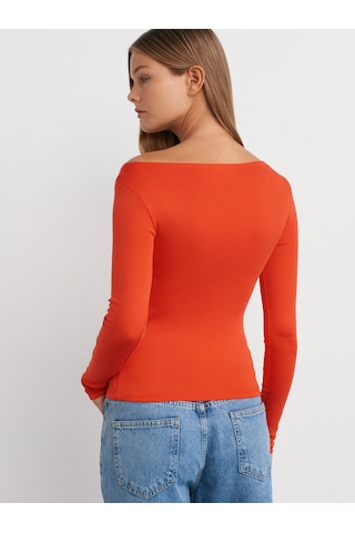 Dilvin 31332 Kayık Yaka Uzun Kollu Top-kırmızı 101a31332 Kırmızı