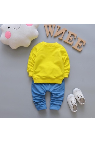 Sarı Çocuk Sonbahar Karikatür Ayı Kucaklama Küçük Sarı Ördek Seti Yeni Rahat Kore Versiyonu Çocuk Erkek Ve Kız Pamuk Iki Parçalı Sarı