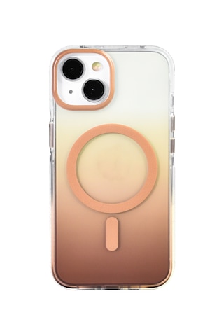 Apple Uyumlu iPhone 13 Kılıf M-safe Şarj Özellikli Transparan Renk Geçişli Zore Toros Kapak Gold