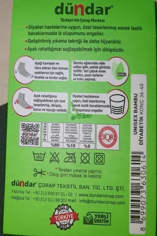 Dündar Çorap Dündar Kadın Unisex Bambu Konç Çorap 0614 - 6 Adet Siyah
