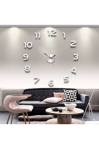 Bağımsız Parçalı Rakkamlı Harf Duvarda Kabartma Altın Gümüş Renk Büyük Dıy Clock Ev Ofis Duvar Saati Çok Renkli