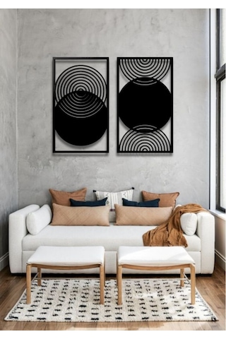 Bohem Stil Modern 2 Li Metal Duvar Dekoru Seti 40 X 75