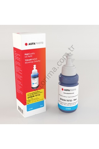 Premium Renk Dolumu Yazıcı Sarf Agfaphoto T6732 İnkjet Mürekkep Cyan Mavi