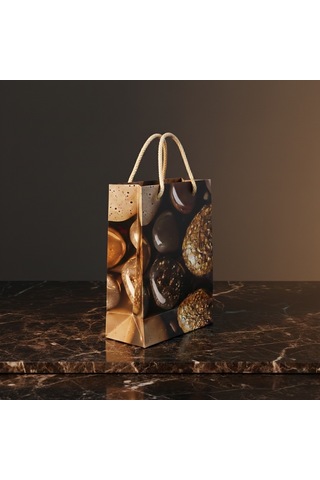 Eczane Hediyelik & Alışveriş Karton Çanta Körüklü Çakıl Taşları 14 x 20 x 8 CM 10 Adet