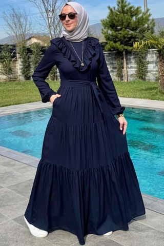 Rabia Şamlı Jale Elbise Lacivert Normal