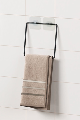 Zabata Yapışkanlı Havluluk Siyah Havlu Askısı Metal Havlu Tutacağı Banyo Mutfak Havluluğu Minimal Siyah