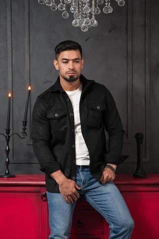 Advante Slimfit Çift Kapak Cepli Astarsız Kaşe Gömlek Siyah