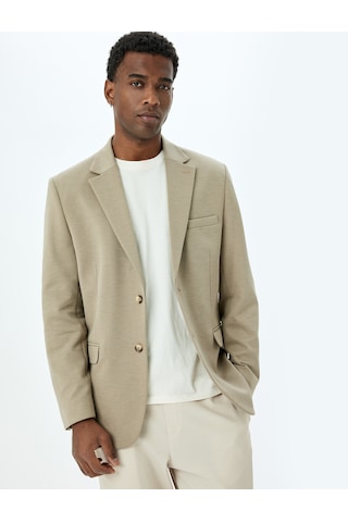 Koton Mono Yaka Uzun Kollu Düğmeli Klasik Slim Fit Blazer Ceket Bej 5sam50001hk Ekru