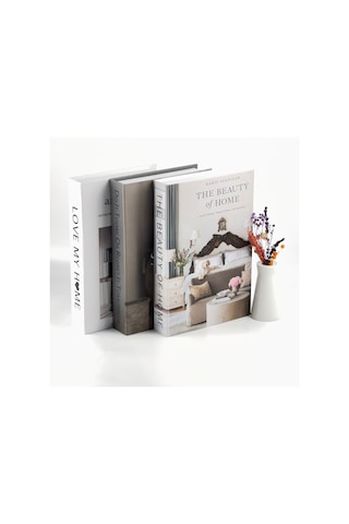 3 Lü Kitap Görünümlü Dekoratif Kutu Seti, İskandinav Tarz Modern Ev Dekorasyonu,- Set-2