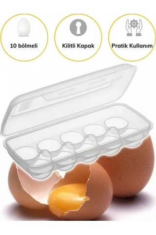 10 Bölmeli Kilitli Kapaklı Yumurtalık Saklama Kutusu Yu110 5324