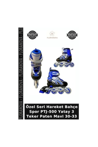 Özel Seri Hareket Bahçe Spor Ptj-500 Yatay 3 Teker Paten Mavi 30-33