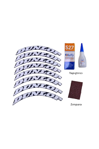 Lastik Yanak Yazısı Dunlop Beyaz 3d + Yapışkan - Lnsmoto