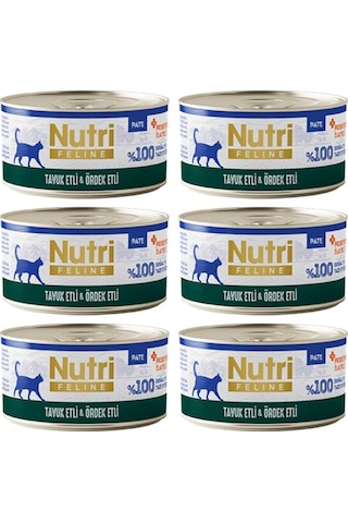Nutri Feline Adult Pate 70gr Tavuk Etli & Ördekli 6 Adet Yaş Yetişkin Kedi Maması