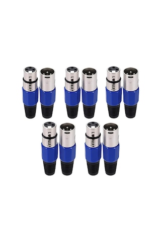 10 Adet - 3 Pin Xlr Konektörü 5 Adet Dişi + 5 Adet Erkek Mikrofon Jackı - Mikrofon Ses Jakı