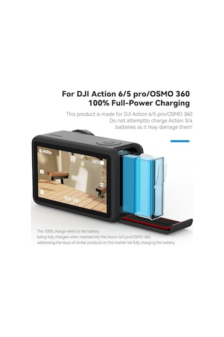 Telesın Djı Osmo Action 6 5 Pro/osmo 360 Üçlü Yuvası Pd3.0 Hızlı Şarj Pilleri Kılıfı Tip-c Kablosu İle Çift K