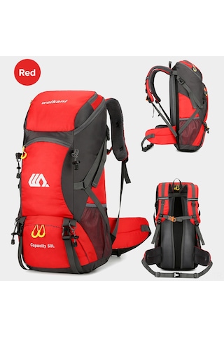 Padalink 50l Dayanıklı Sırt Çantası - Kırmızı Renk, Kamp Ve Yürüyüş İçin Kırmızı