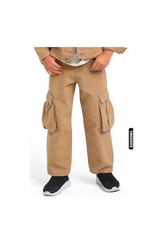 Xo Kids Oversize Fermuarlı Kargo Çift Cepli Geniş Paçalı Erkek Çocuk Pantolon 5-14 Yaş 2421