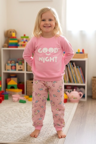 Kız Çocuk Pamuklu Desenli Pijama Takımı 250575 Pudra02 Pudra02